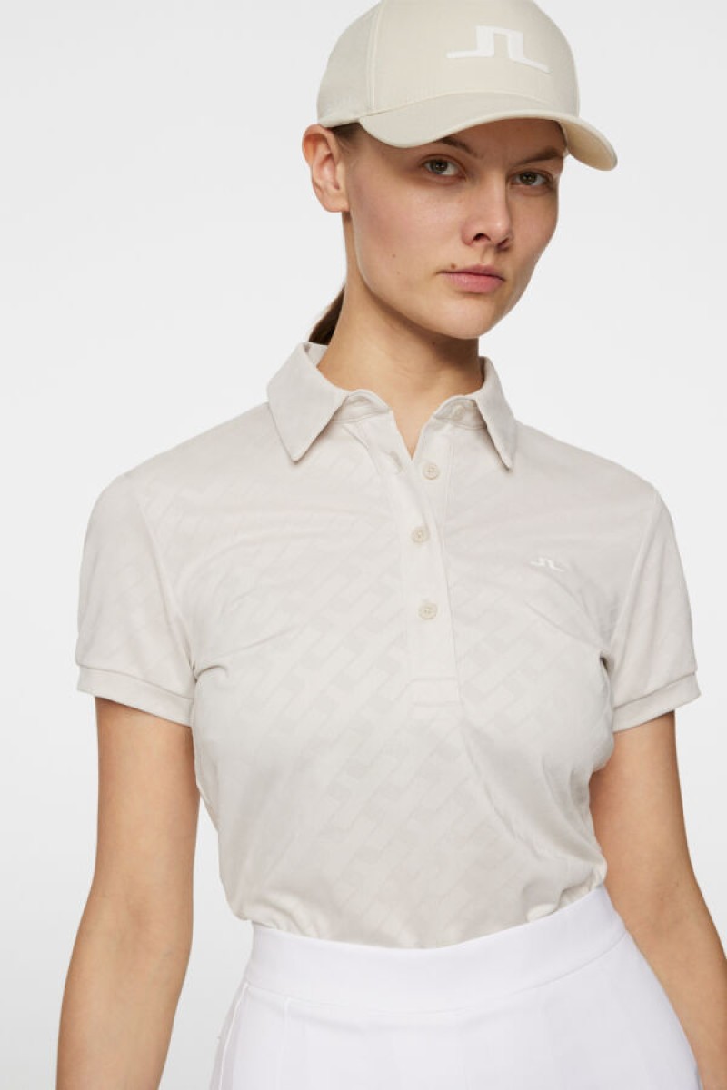 J.Lindeberg dames polo alaya jacquard moonbeam