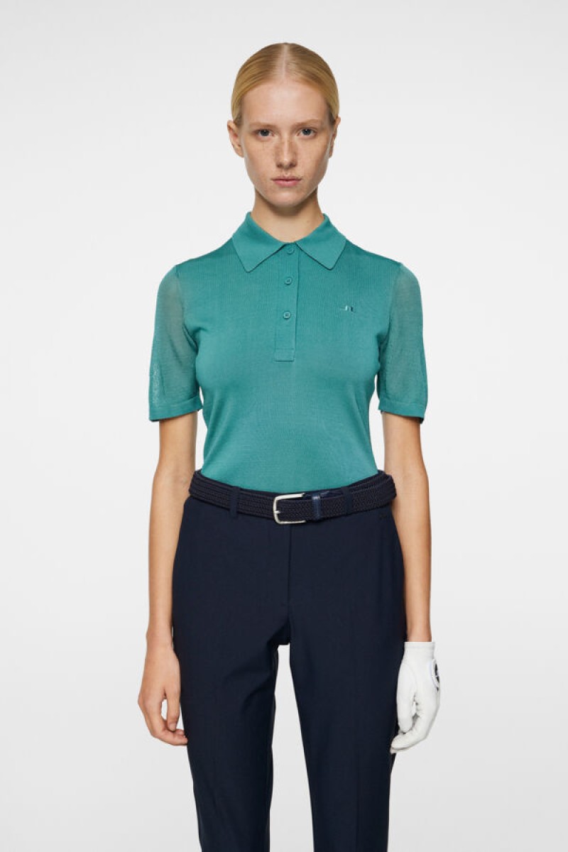 J.Lindeberg dames polo amandine knitted teal